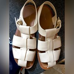 Very Good Used Condition. Needs Some Cleaning. Size 8.5 But Imo Might Be Able To Fit An 8. Cones With Original Box And Dust Bag . Fisherman Sandals, Women's Shoes Sandals, The Row, Shoes Sandals, Original Box, Dust Bag, Color White, Women Shoes, Sandals