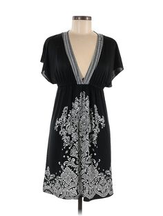 InGear Cocktail Dress Size: Medium Black Dresses - used. 95% POLYESTER, 5% SPANDEX, Plunge, Paisley, Short, Short Sleeve | InGear Cocktail Dress: Black Paisley Dresses - Used - Size Medium Black Paisley Print Dress For Spring, Black V-neck Dress With Paisley Print, Elegant Black Paisley Print Dress, Paisley Dresses, Cocktail Dress Black, Black Casual Dress, Paisley Dress, Black Dresses Casual, Black Dresses