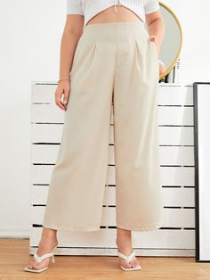 Plus Solid Wide Leg Pants Leg Pants, Wide Leg Pants, Wide Leg, Pants, Trousers