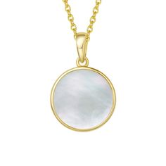 Disc Mother of Pearl Necklace in 14K Real Yellow Gold Elegant Sterling Silver Round Disc Coin Necklace, Elegant Sterling Silver Coin Necklace, Elegant Polished Coin Pendant Necklace, Classic Yellow Gold Jewelry With Mother Of Pearl, Elegant Round Disc Jewelry, Classic Yellow Gold Mother Of Pearl Jewelry, Classic Mother Of Pearl Jewelry In Yellow Gold, Elegant White Gold Medallion Coin Necklace, Yellow Gold Coin Necklace With Pearl Pendant