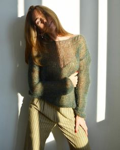 Khaki green mohair off shoulder sweater, Sexy dark green sweater, Soft handknit sweater,Light bohemi Green Oversized Sweater, Wave Sweater, Ripped Sweater, Pull Mohair, Dark Green Sweater, Loose Knit Cardigan, Loose Knit Sweater, Pull Oversize, Loose Knit Sweaters