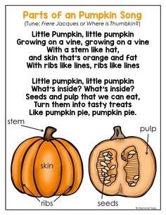 parts of an pumpkin song for kids to learn how to write and draw the words