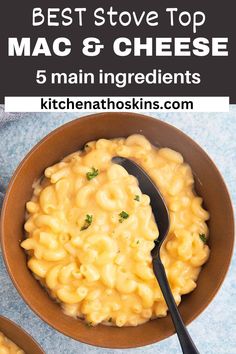 two bowls filled with macaroni and cheese