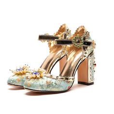 MyGoodyShop Embroidered Gem Heels | mygoodyshop.com