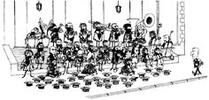 an old drawing of a band playing on stage