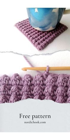 the crochet pattern is being used to make a dishcloth with yarn on it