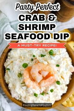 a bowl filled with crab and shrimp seafood dip