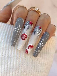 Winter Gel Nails, Dip Ideas, Nail Noel, Christmas Nails Easy, Nails Easy, Nail Dip, Christmas Nails Acrylic