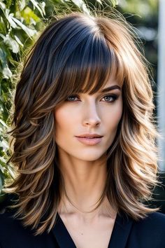 87 Chic Medium-Length Layered Haircuts: Shoulder-Length Styles &Amp; Face-Framing Layers 41 Fluffy Layers, Shoulder Length Layered Hair, Haircut Medium, Layered Hair With Bangs, Haircuts For Medium Length Hair, Layered Haircuts For Medium Hair, Layered Hairstyles, Choppy Hair, Unique Hair