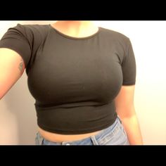 Super Cute And Stretchy Crop Top From Zara In Black, Size Large. Never Worn, Just Had It For Some Years Now. Zara Fitted Short Sleeve Crop Top, Zara Cropped Stretch Tops, Zara Basic Stretch Crop Top, Zara Stretch Casual Crop Top, Zara Seamless Stretch Top, Zara Stretch Seamless Tops, Zara Basic Short Sleeve Crop Top, Zara Fitted Cropped Tops, Zara Stretch Crop Top For Night Out