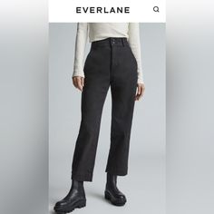 Everlane Side 4 Women’s Straight Leg Pant. Color: Black, Organic Cotton Nwt New Worn Everlane Cotton Bottoms For Workwear, Chic Everlane Cotton Bottoms, Chic Cotton Bottoms By Everlane, Everlane Casual High Waist Pants, Everlane Fall Workwear Pants, Everlane Straight Leg Bottoms For Business Casual, Everlane Straight Leg Business Casual Bottoms, Everlane Straight Leg Pants For Business Casual, Classic Everlane Bottoms For Workwear