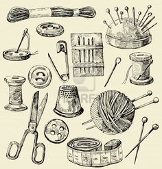 an illustration of various sewing supplies