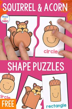 the squirrel and acorn shape puzzles for kids