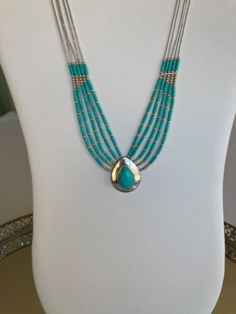 ad eBay - Find many great new & used options and get the best deals for Sensa Eustace (S.E) Zuni ~ Beautiful Liquid Silver Beaded Turquoise Necklace 18" at the best online prices at eBay! Free shipping for many products! Turquoise Necklace With Silver Beads As Gift, Silver Southwestern Turquoise Single Strand Necklace, Southwestern Turquoise Necklaces With Silver Beads, Traditional Turquoise Multi-strand Beaded Necklace, Southwestern Multi-strand Turquoise Beads, Beach Jewelry Boho, Southwestern Silver Turquoise Multi-stone Necklace, Liquid Silver, Southwestern Style Blue Turquoise Nickel-free Necklace