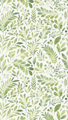 Tiny and cute green leaves pattern. Watercolor and pencil drawing. Botanical illustraton. Home decor elements. Skandinavian home. Plant lover. Cute florals. Botanical Repeat Pattern, Plant Drawing Background, Fern Pattern Design, Plant Pattern Wallpaper, Watercolor Repeat Pattern, Plants Aesthetic Wallpaper, Green Plants Wallpaper, Green Scrapbook Paper, Green Bg