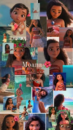 moan from the disney movie is shown in this collage