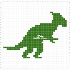 a cross stitch pattern of a green dinosaur