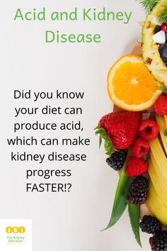 Your diet makes either acid or base in your body.  Your kidneys have to get rid of extra acid, which makes them work harder!  Diets that produce a lot of acid (high "PRAL" diets) have been shown to quicken progression of kidney disease.  Learn more about PRAL and what foods produce acid and which produce kidney-friendly base! #kidney #pral #acid #chronickidneydisease Renal Friendly Recipes, Vitamin D Foods, Improve Kidney Function, Kidney Function