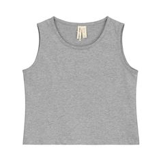 This sleeveless top is made of the softest organic cotton jersey. It has a boxy fit, round neckline and a straight hemline. Logo is stitched on back, just below neck. Lace Playsuit, Gray Label, Gray Tank Top, Grey Crop Top, Gray Top, Cute Tank Tops, Mens Fashion Classy, Grey Outfit, Grey Tank Top