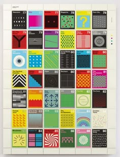 a poster with different colors and patterns on it