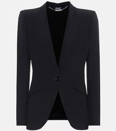 Mc Queen, Crepe Blazer, Premier Designs Jewelry, Blazer Outfits, Curvy Outfits, Black Blazers, Flare Pants, Classic Black, Alexander Mcqueen