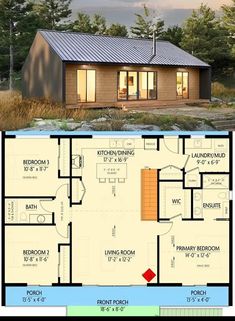 the floor plan for a small cabin house