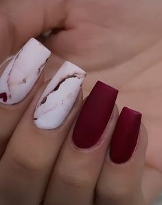 Red And White Nails, Marble Nails, Nail Gel, Valentines Nails, Nails Art