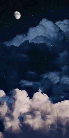 the night sky is full of stars and clouds