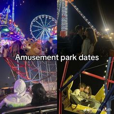 Amusement Park Date Aesthetic, Amusement Park Couple, Cute Couple Dates, Cute Date Aesthetic, Date Places, Amusement Park Date, Park Date, Dates Ideas, Dream Dates