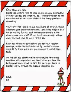 a letter to santa from the elf on christmas day, with an elf's hat