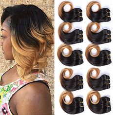 B-Fashion Unprocessed Virgin Brazilian Ombre Human Hair Extensions Cheap Two Tone Body Wave Bundles 8 inch Short Curly Remy Hair Weaves Color 1B 27 30g/Piece 10Pcs/Package Total 300g Cheap Hair Extensions, Body Wave Bundles, Remy Hair Weave, Hair Weaves, B Fashion, Human Hair Bundles, Toned Body, Hair Bundles, Remy Hair