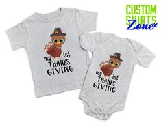 My First Thanksgiving Shirt,Thanksgiving Turkey Baby Bodysuit,Cute Thankful Kids Gift,1st Thanksgiving Tshirt,Turkey Kids Shirt,Newborn Gift 🎁 Enjoy your shopping ! Need custom made shirts? Don't hesitate to message us! Thanks for your support! CustomShirtsZone_ Family ✨There are all sizes in the dropdown menu. These designs are for both kids and adults. Please make sure you purchased the correct size. ----- How To Order ----- 1-) Please, check and review all the photos. 2-) Choose your t-shirt size and color. *Different styles of shirts may have different shades of same color choice due to different manufacturer brands. *For this reason, we recommend you to match shirts from the same styles if you want precisely matching colors (ex. Unisex, V-necks, Toddler, etc.). 3-) Click add to cart. My First Thanksgiving, 1st Thanksgiving, First Thanksgiving, Custom Made Shirts, Thanksgiving Shirt, Matching Colors, Thanksgiving Shirts, Thanksgiving Turkey, Newborn Gifts