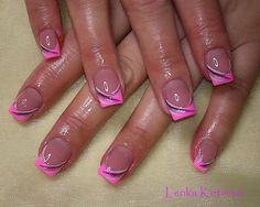 Cute pink Vday Nails, Nail Tip Designs, French Tip Nail Designs, Gel Nail Art Designs, Pink Nail Art, French Acrylic Nails, French Nail Designs, Classic Nails, Nail Art Designs Videos