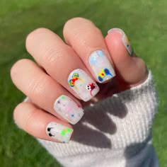 Mickey Ears Nails Disney Simple Nail Designs, Mickey Ears Nails, Mickey Ear Nails, Forky Nail Art, Checkered Disney Nails, Disney Nails Square, Fun Disney Nails, Magic Kingdom Nails, Wdw Nails