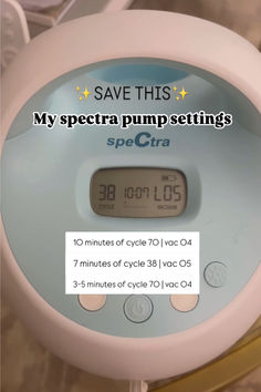 an alarm clock with the words save this my specta pump setting