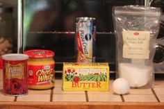 some food is sitting on the counter in front of a toaster oven and microwave