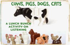 an advertisement for cows, pigs, dogs, and cats