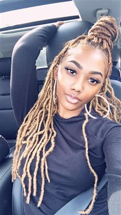 Blonde Goddess Locs, Blonde Faux Locs, Crochet Braids Marley Hair, Faux Dreads, Faux Loc, Marley Hair, Curly Hair Photos, Faux Locs Hairstyles, Goddess Locs