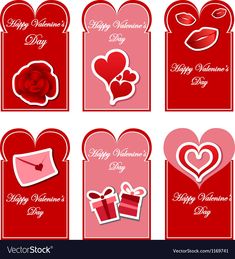 valentine's day tags with hearts and flowers