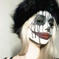 Emo Makeup Halloween, Playboi Carti Clown Makeup, Carti Makeup Halloween, Carti Makeup, Halloween Makeup Horror, Halloween Ideas Makeup, Gore Makeup