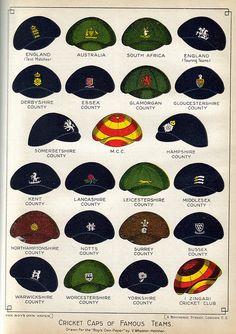 an old baseball cap with many different hats on it's front and back sides