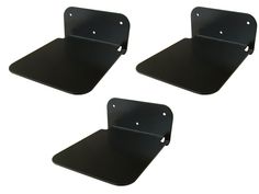 three black metal brackets on a white background