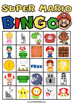 the super mario bingo game is shown in this image