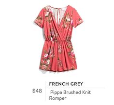 French Grey Romper July 2018 Stitch Fix Review - SharingMyInsight High Fashion Makeup, Gray Romper, Work Wardrobe, Floral Romper, Dressy Casual