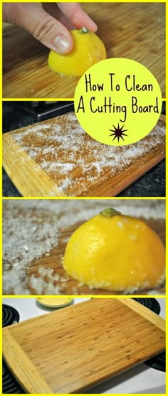 how to clean a cutting board with lemons and powdered sugar on the bottom