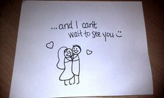 a handwritten note with a drawing of a bride and groom holding each other in their arms