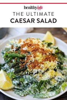 Ultimate caesar salad with romaine lettuce, roasted asparagus, grated egg, and toasted panko