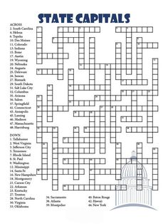 the state capital crossword puzzle