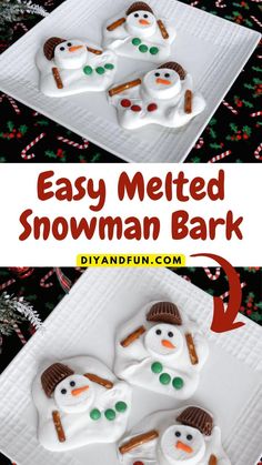 an easy melted snowman bark recipe for christmas