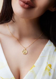 Cherry Blossoms Flower Necklace Elegant Gold-tone Round Pendant Coin Necklace, Elegant Coin Necklace With Clavicle Chain, Elegant Clavicle Coin Necklace, Elegant Clavicle Chain Coin Necklace, Elegant Gold Medallion Coin Necklace, Elegant Gold Plated Birth Flower Necklace, Elegant Gold-tone Coin Necklace, Elegant Medallion Coin Necklace With Clavicle Chain, Elegant Gold-plated Tarnish-resistant Coin Necklace